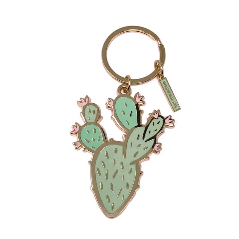Gift Prickly Pear Green Hard Enamel Cactus Plant Keychain