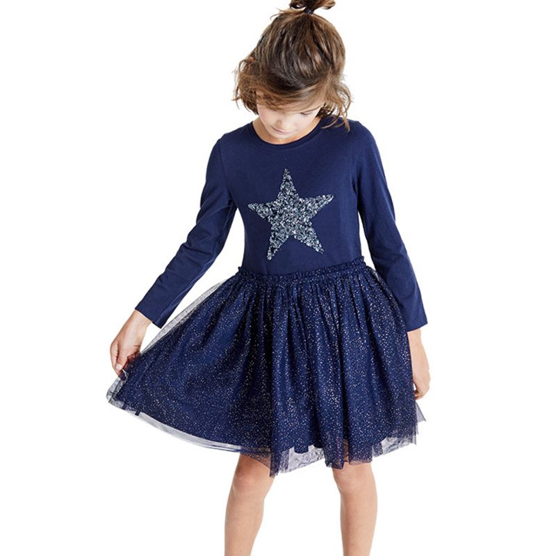Girls' Dresses Star Pattern Baby Girl Party Dresses Children's Clothing Long-Sleeved Girl Dress