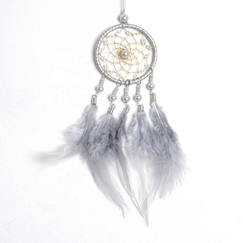 Girl's heart Japanese crystal beads feather car dream catcher