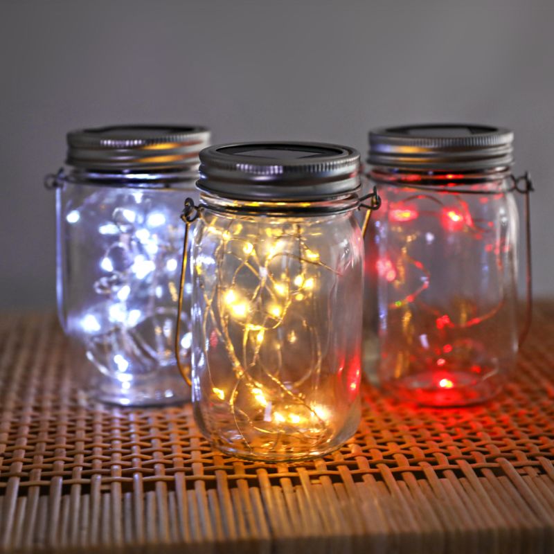 Glass Mason Bottle Color Solar Garden Lights Christmas Gifts Outdoor Ornaments Holiday Lighting -Sellin