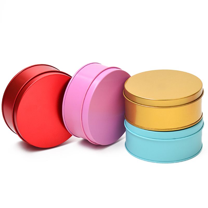 Gold Food Grade Empty Cookie round Tin Boxes Biscuit Cake Metal Tinplate Box