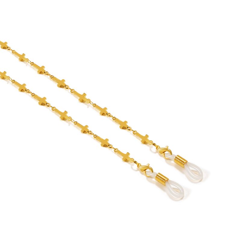 Gold Gold Copper Alloy Cross Glasses Chain ,Eyeglasses Accessories,Gold Eyeglasses Chain