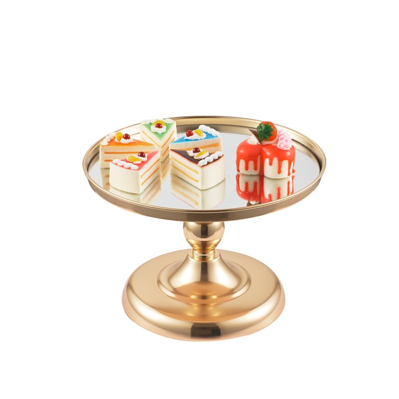 Gold Mirror Cake Stand Crystal Cupcake Fancy Wedding Party Birthday Dessert Trays round Tea Sweet Cake Stand