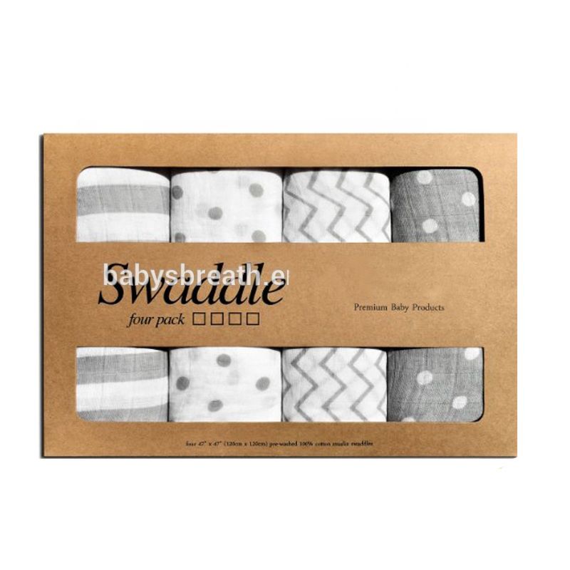Good Breathable Baby Muslin Fabric Organic Black and White Muslin Baby Swaddles Customized