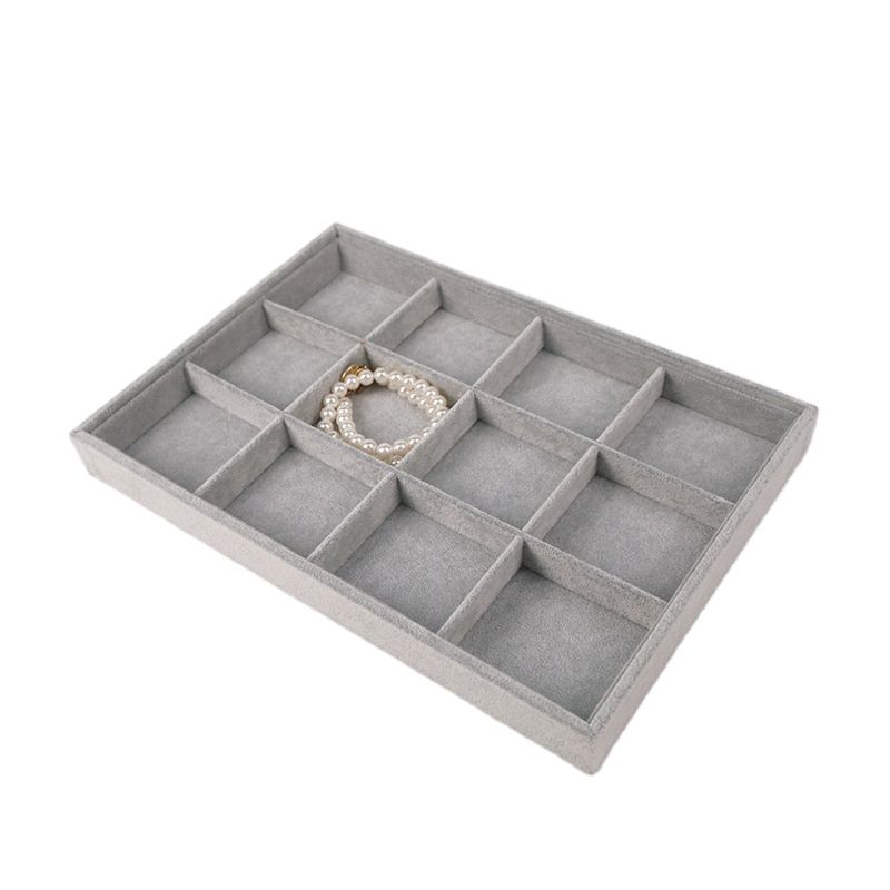 Grey Velvet Jewelry Display Tray Pendant Earrings Rings Display