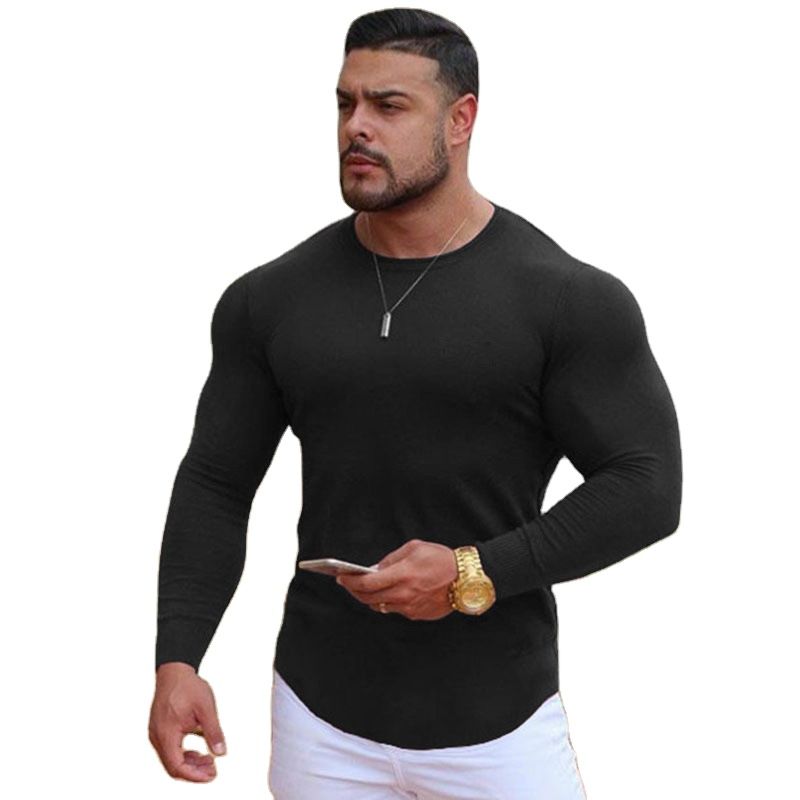 Gym Fitness Tight Fitting Quick Drying Long Sleeves Men Running Shirts Long Sleeve Solid Shirt Men Sport Tshirt