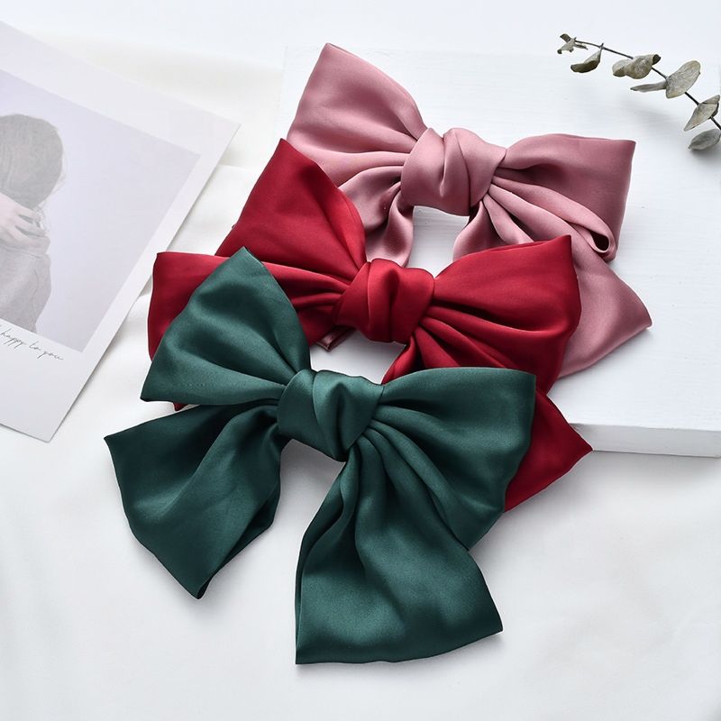 Hair Barrette Girls Satin Fabric Multi Color Hair Bow with Clip