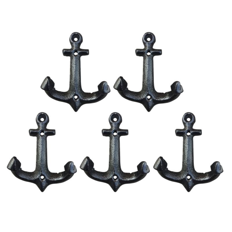 Hall Tree Black Anchor Style Key Hat Coat Cast Iron Decorative Wall Hooks