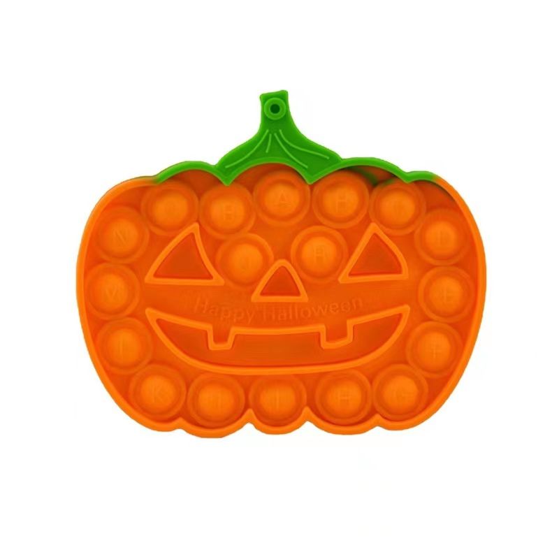 Halloween Pumpkin Fidget Sensory Mini Pop Fidget Toy, Kids Alphabet Food Level Silicone Push It Bubble Fidget Toy
