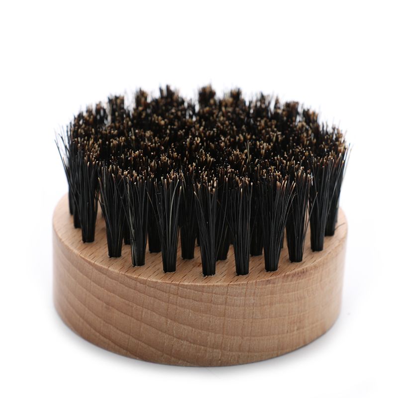 Hand Made Mini round Beard Brush Wood Boar Bristle Men's Shaving Mustache Brush for Hair Sweeping Wave Brush