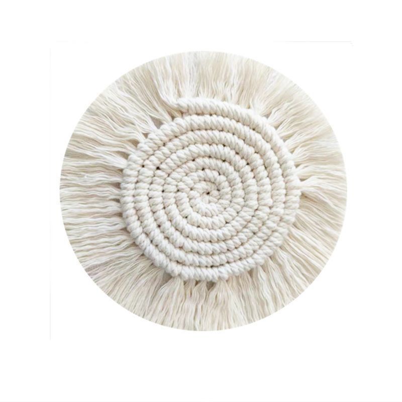 Handcrafted Macrame Coasters Cotton Rope Woven Boho Macrame Coaster with Tassel Home Decor Mugs