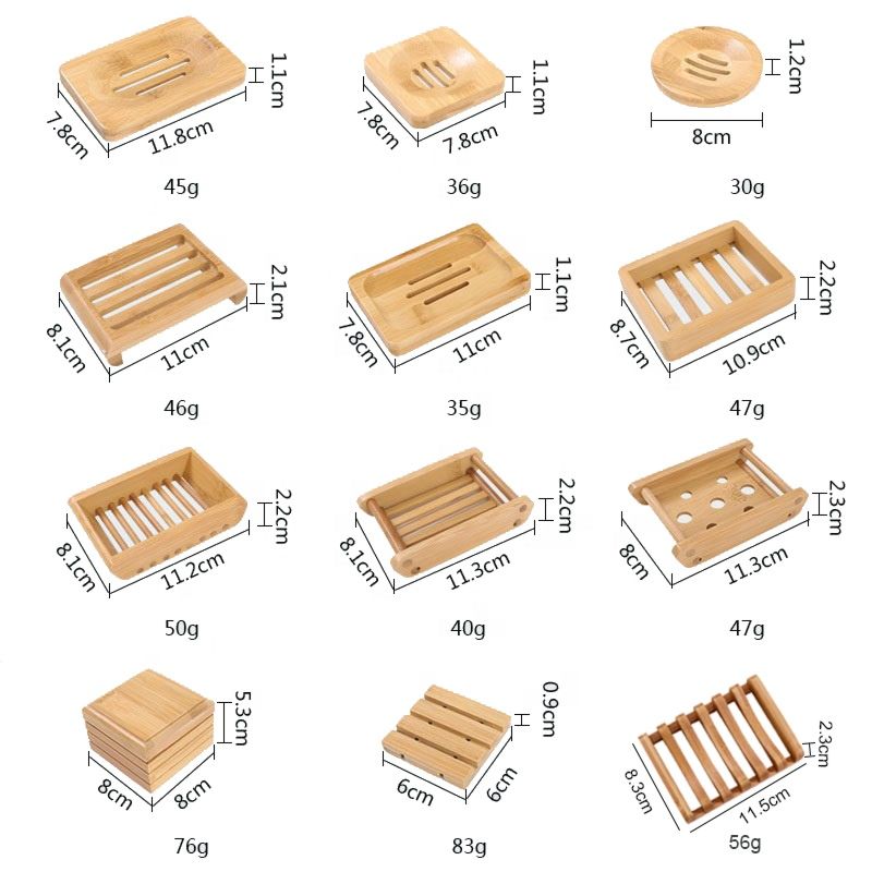 Handmade 100% Biodegradable Bathroom Top Natural Wooden Soap Dish Bamboo Soap Dishes Holder