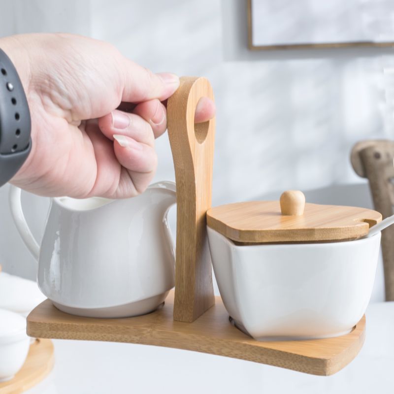 Handmade Kitchen Tea Coffee Sugar Storage Jars Ceramic Sweet Milk Jar and Sugar Pot