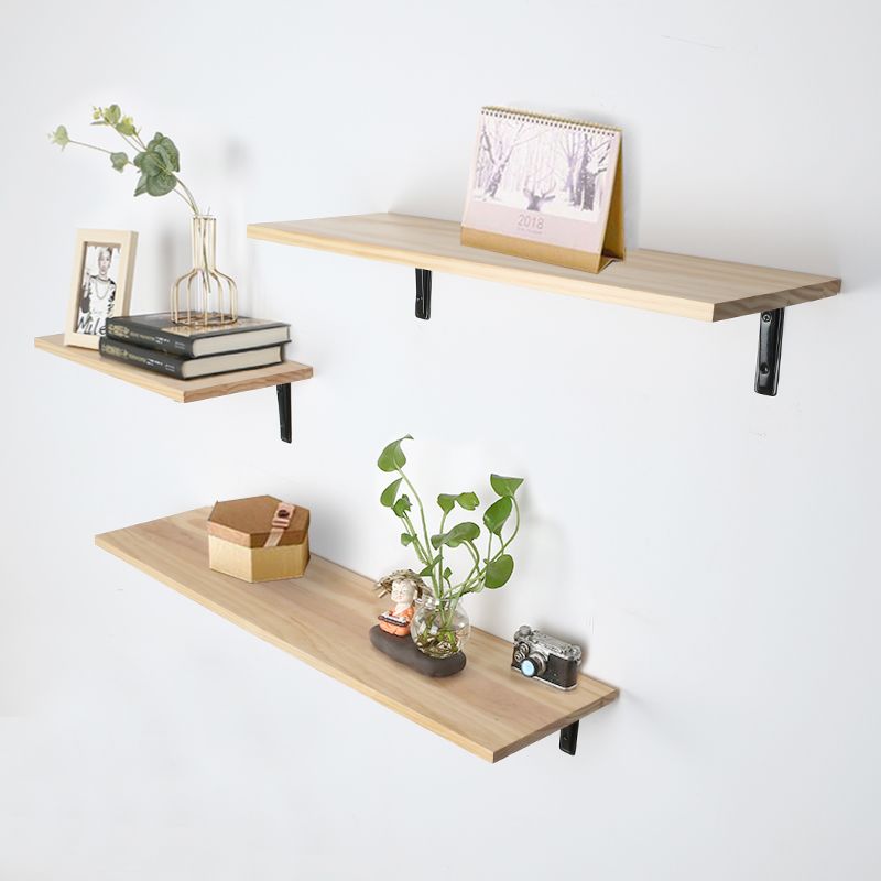 Handmade Set of 3 Creative Floating Rustic Solid Wood Wall Mount Shelf