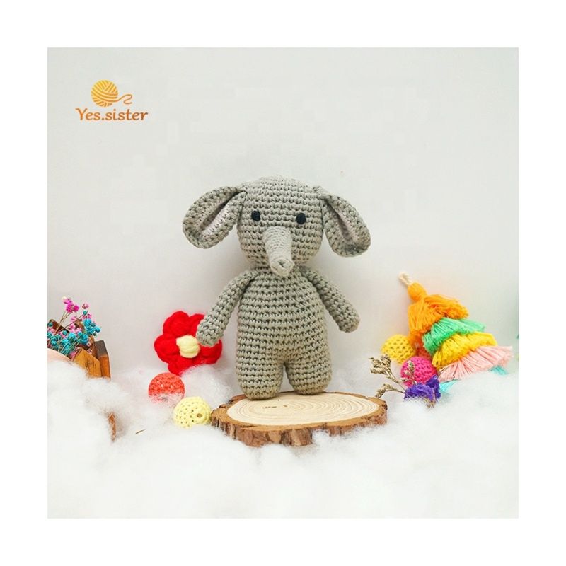 Handmade Soft Doll Plush Toy Cute Small Crochet Stuffed Animals Elephant