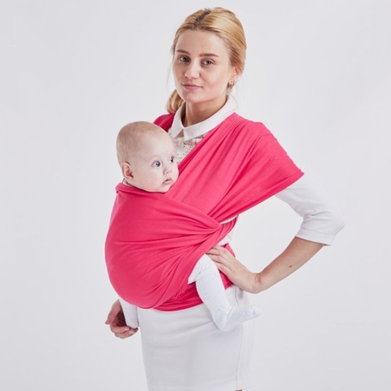 Hands Free Breathable Cotton Baby Wrap Carrier Stretchy Infant and Child Sling Carry up to 44 Lbs