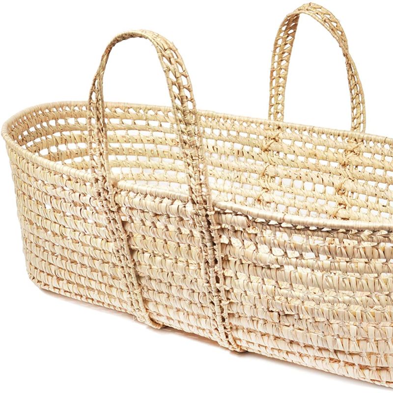 Handwoven Natural Portable Corn Husk Baby Changing Basket for Nursery Baby Diaper Changing Moses Baskets