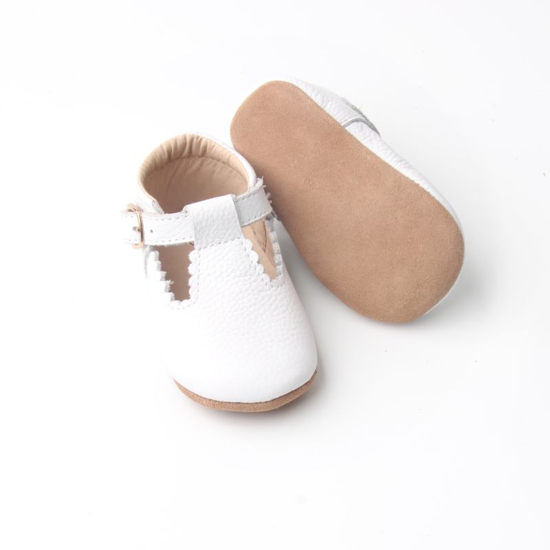 Happy baby brand soft sole leather shoes with flower edge