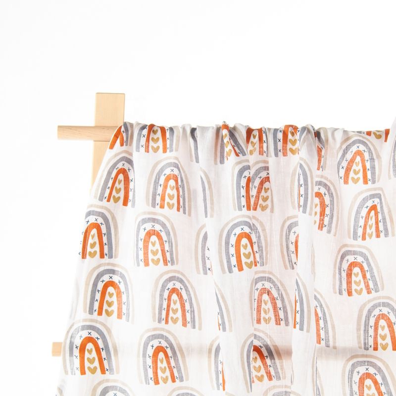 Happyflute Popular Rainbow Print 100% Cotton Muslin Swaddle 2 Layers Soft Feeling Swaddle Blankets Baby Wrap