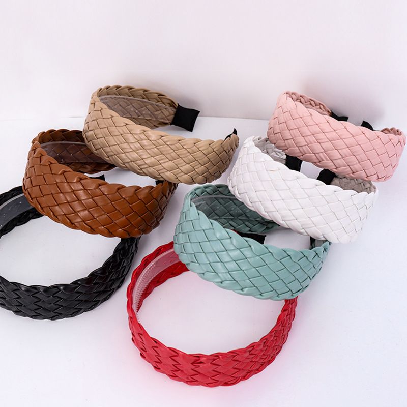 Headbands Adults Non Slip Hairbands Faux Leather Woven Headband
