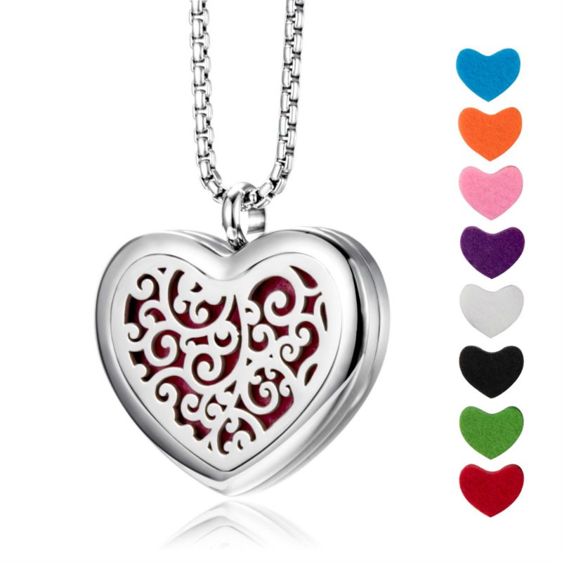 Heart Shape Aromatherapy Essential Oil Diffuser Necklace Car Diffuser Locket Stainless Steel Jewellery
