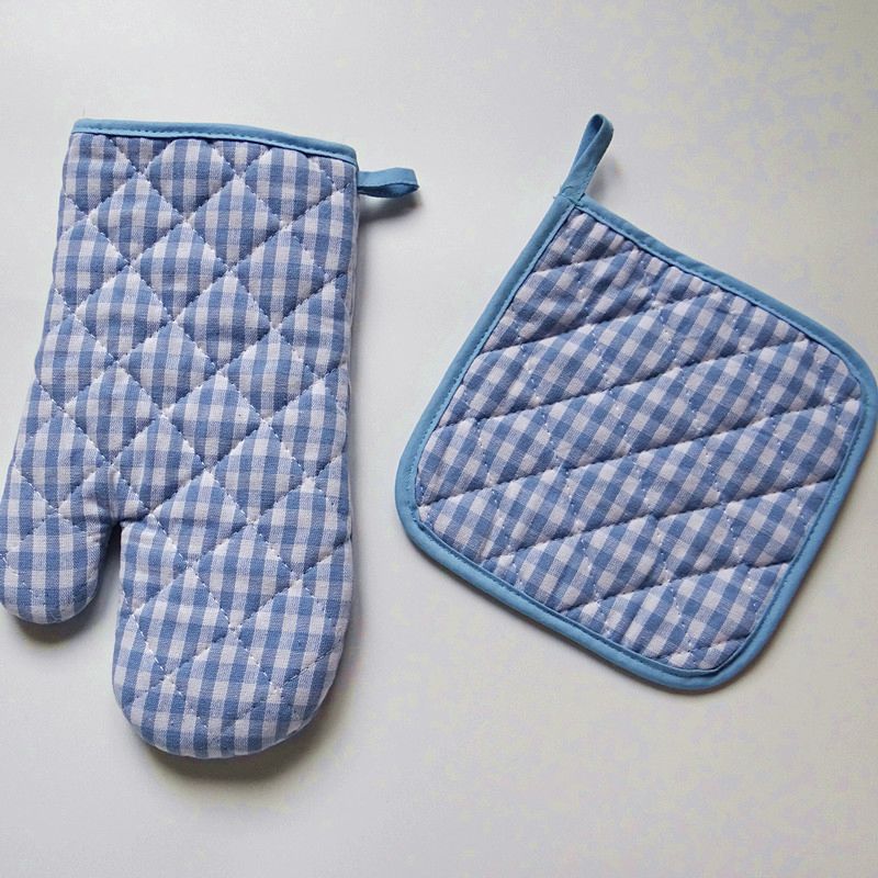 Heat Resistant Cotton Lining Oven Mitts Pot Holders Kitchen Oven Mitts Set Quilted Cotton Lining Oven Mittens Potholders Set