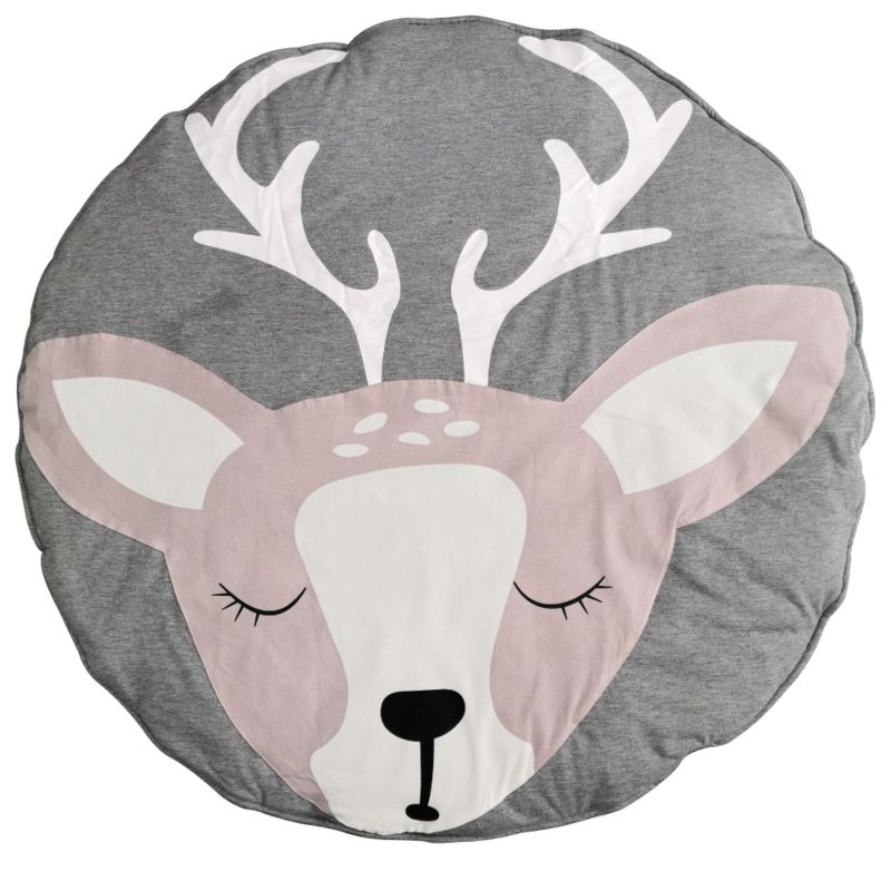 Hebeier Made Cotton Fabric Floor Sleeping Rug Christmas Deer Pink Carpet Large Baby Play Mat