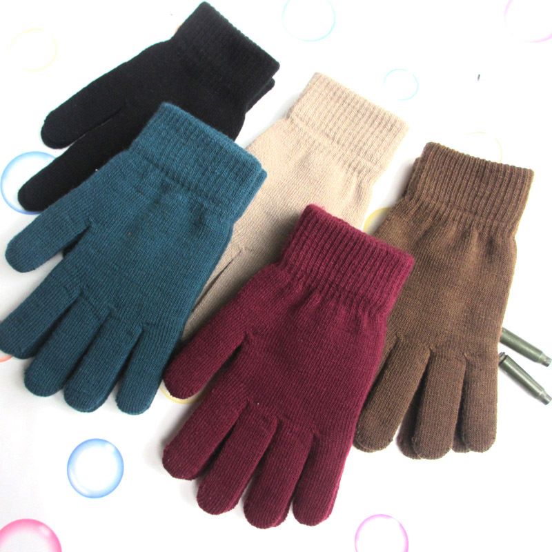 Hf Adult Warm Thicken Plush Cashmere Plam Knitted Gloves