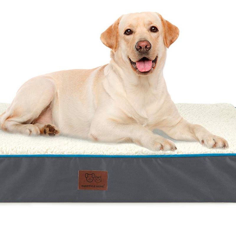 High Resilience Foam Dog Bed Crate Mat Kennel Pad with Soft Warm Plush, Anti-Slip Washable Mattress for Pets