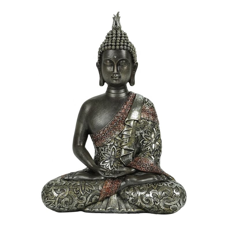 Home and Office Decor Durable Natural Stone Durable Tabletop Resin Peaceful Meditating Sitting Thai Buddha Statue in Stock
