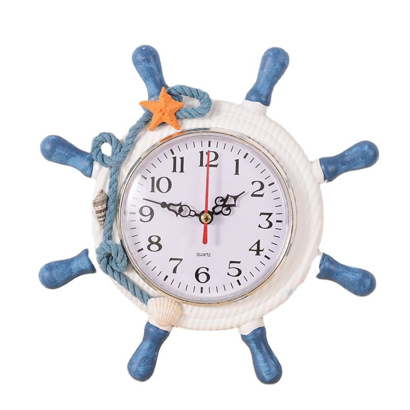 Home Decor Gift Mediterranean Nautical Ship Wheel Wall Clocks