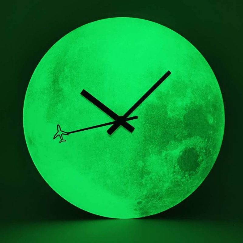 Home Decorate Customized Picture Luminous Full Moon Woode Clock