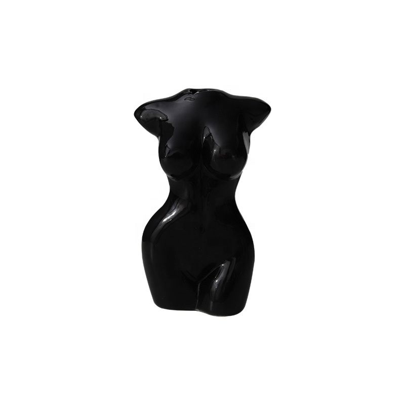 Home Decorative Luxury Human Body Shape Plant Terrarium Ceramic White Black Flower Vase