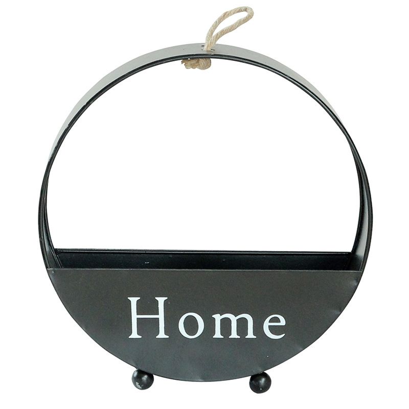 Home Garden Vintage Abstract Wrought Iron round Wall Hanging Flower Basket Planter