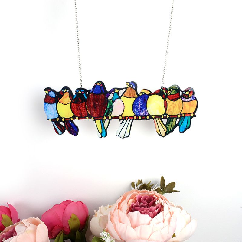 Home Living Room Pendants Acrylic Birds Branches Window Creative Decoration Pendants