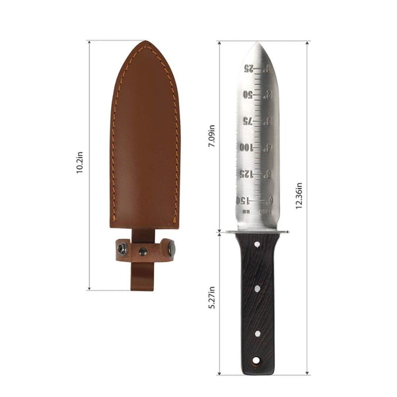 Hori Hori Gardening Knife with Diamond Sharpening Rod Stainless Steel 12Inch Think Sheath, Gift Box, Ideal Gardening Digging