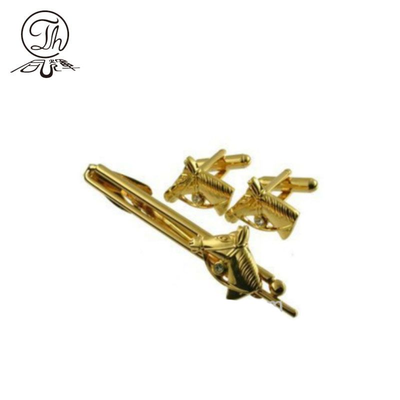 Horse Head Metal Tie Bars & Cufflink Gift Set for Apparel Accessories
