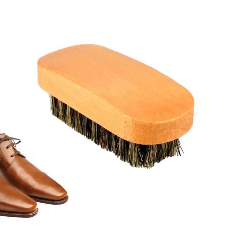 Horsehair Shoe Shine Brushes with Horse Hair Bristles for Boots, Shoes Leather Care Cleaning Brush for Suede Nubuck Boot