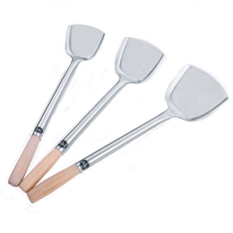 Hotel Restaurant Stainless Steel Shovel Spatula with Wooden Handle