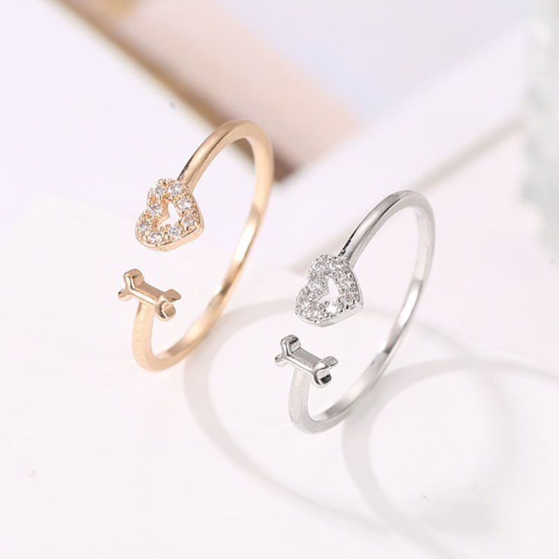 I Love You Personalized Letter Women Single Ring Love Heart Opening Ring