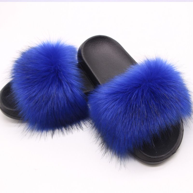 Indoor Fur Women Warm Comfy Fluffy Faux Girls Cozy Ladies Designer Flats Black Home House Bedroom Female Soft Slippers for Kids