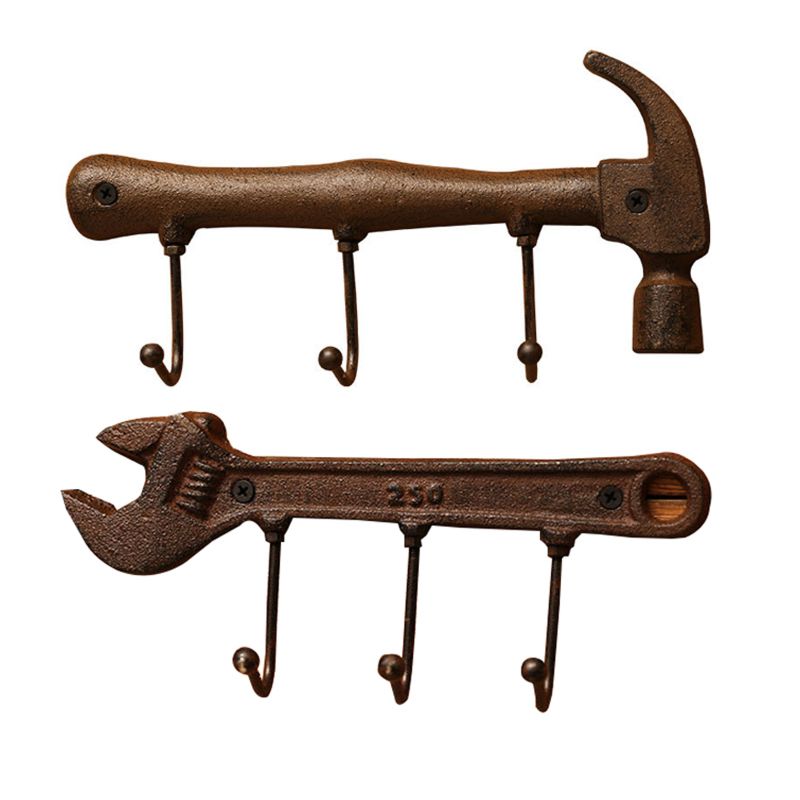 Industrial Style Hammer Wrench Shape Creative Iron Wall Decoration Wall Hooks