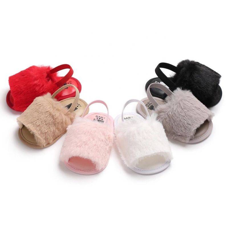 Infant Fur Sandals Girl Fancy Cute Baby Furry Slippers