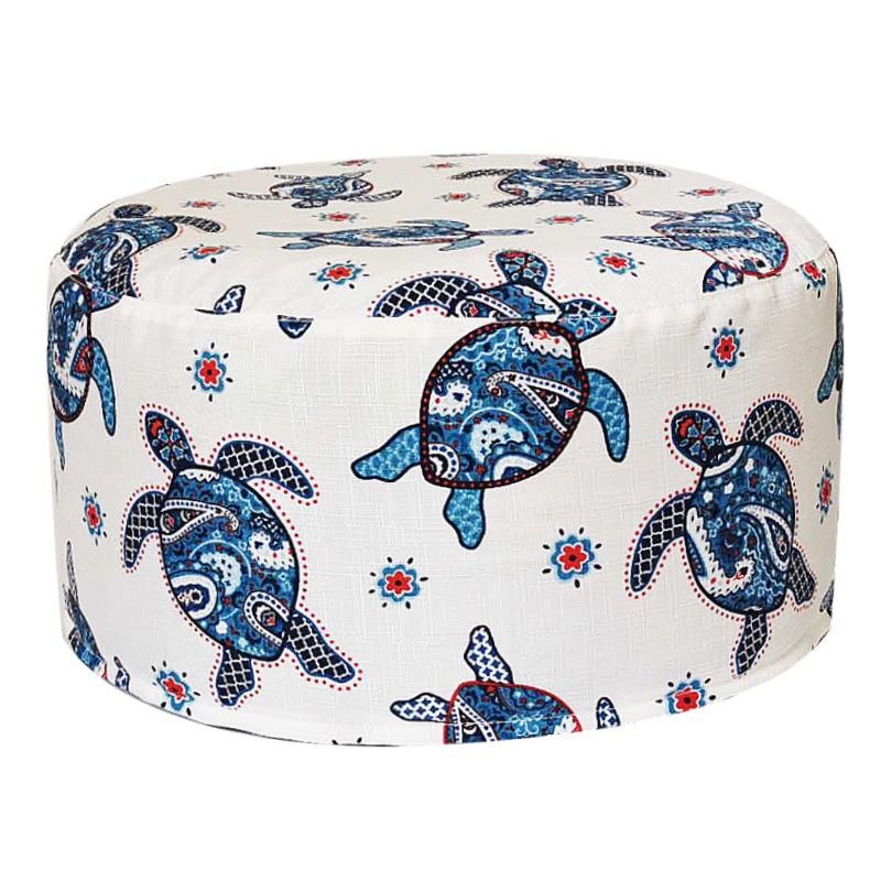 Inflatable Stool with Colorful Fabric Zippered Slipcover Groovy Lightweight round Shape Ottoman 50*25 Cm