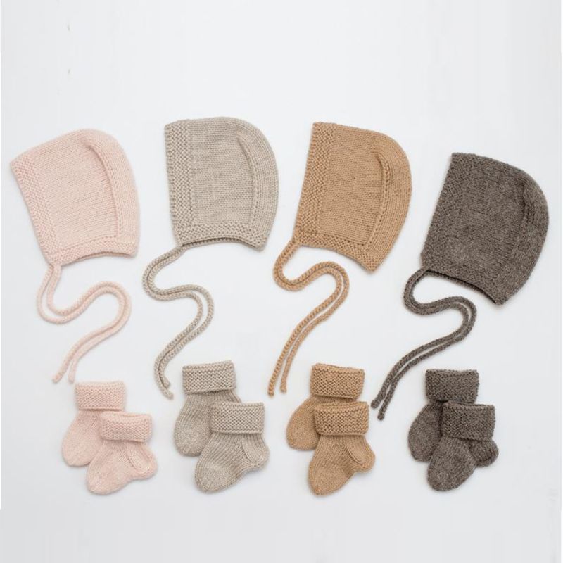 Inner Mongolia Cashmere Newborn Baby Knitting Bonnet and Boots Socks