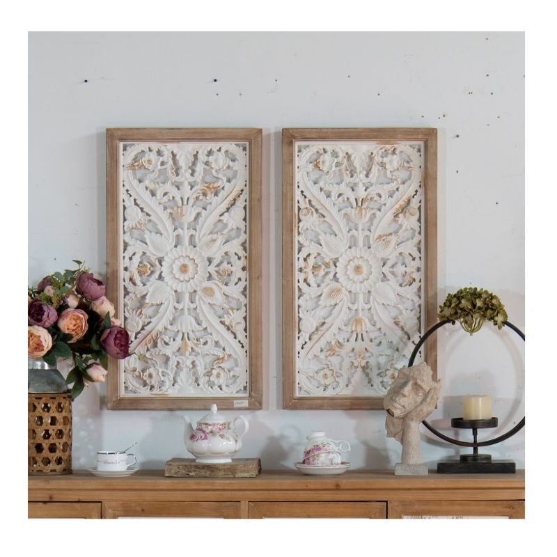 Innova Shabby Chic Rustic Handicrafts Farmhouse Nature Wood Carving Mdf Wall Decor Hanging Panels Hand Carved Wood Wall Art