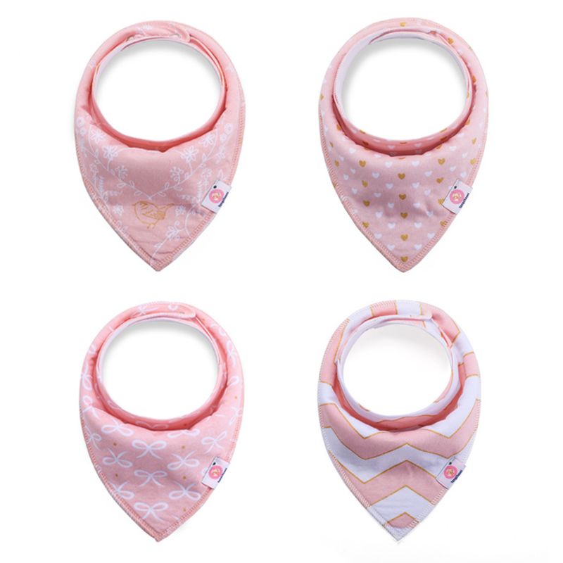Ins 4 Pack Baberos Babadores Organic Cotton Toddler Girl Drool Babies Bib Set Waterproof Plain Apron Bandana Baby Bibs
