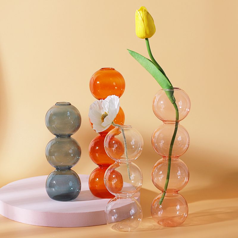 Ins Style Colorful Transparent Glass Hydroponics Plant Arrangement Vase