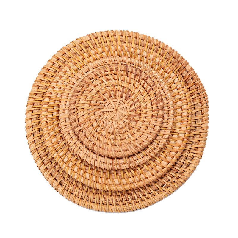 Insulated Pot Holder & Placemats for Kitchen Office 18Cm Hand Woven Rattan Pads Teacup & Coffee Mat Set