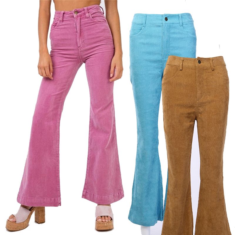 Jeans Trousers for Women Corduroy Long Flare Ladies Trousers Comfortable Wear Pants